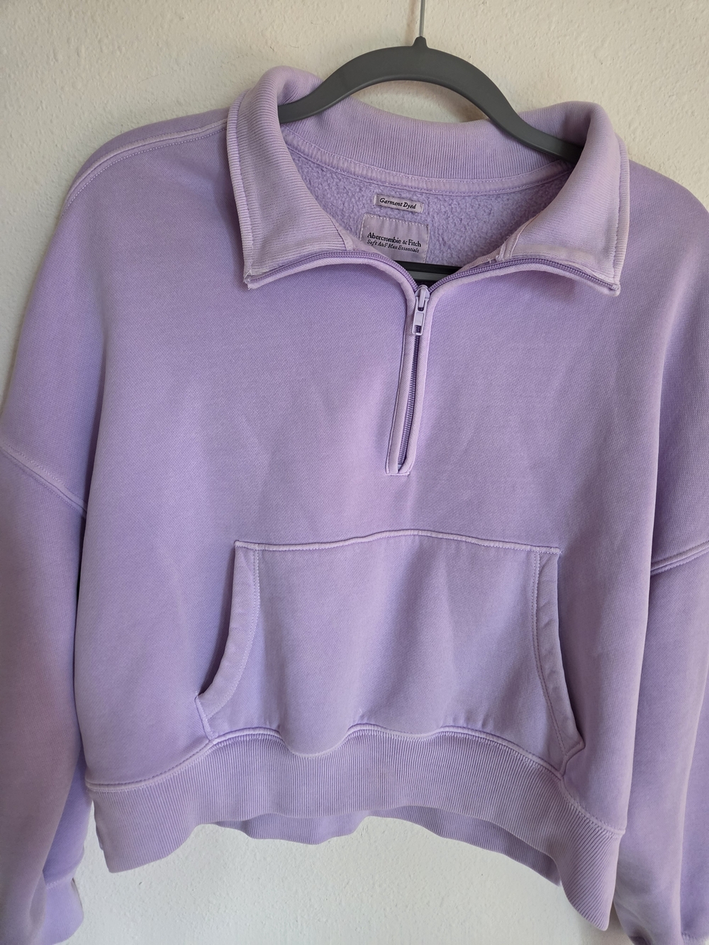Abercrombie And Fitch Lavender Half-Zip Pullover Cropped Sweatshirt